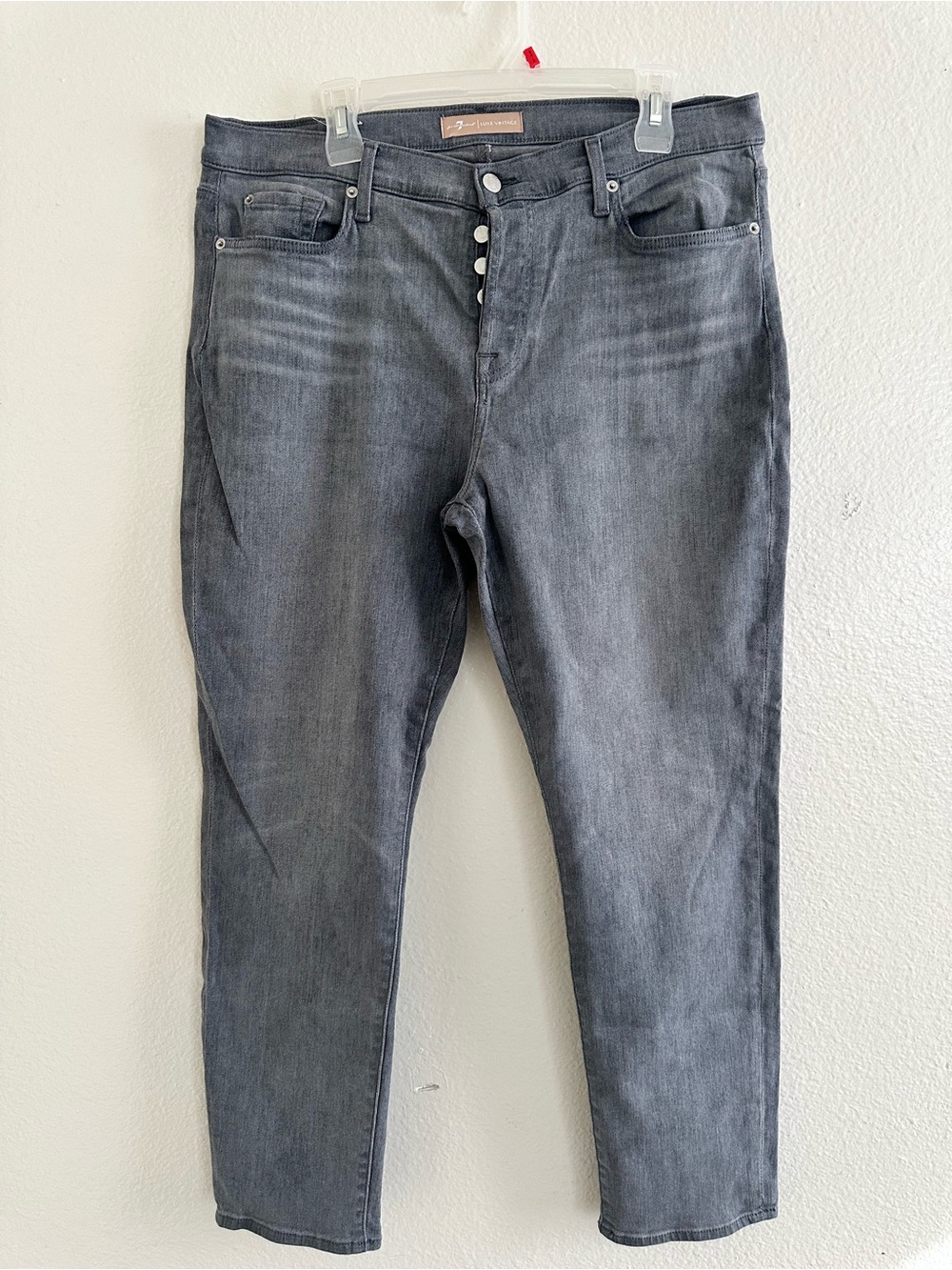 7 For All Mankind Grey Button Fly Skinny Jeans Size 32